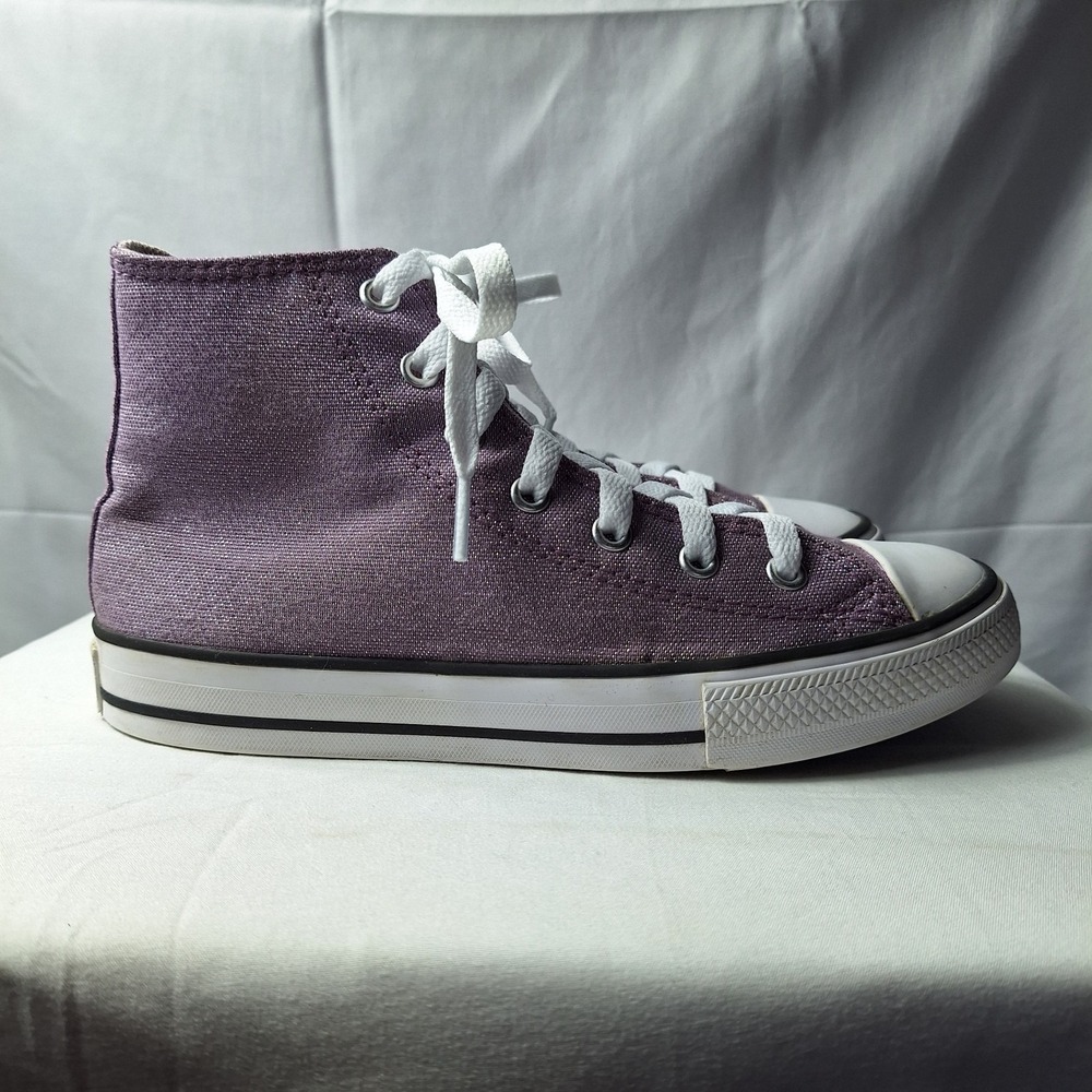 CONVERSE Chuck Taylor All Star Disco Glitter Hi-Top Sneaker Youth Sz 3 Purple - Picture 6 of 11